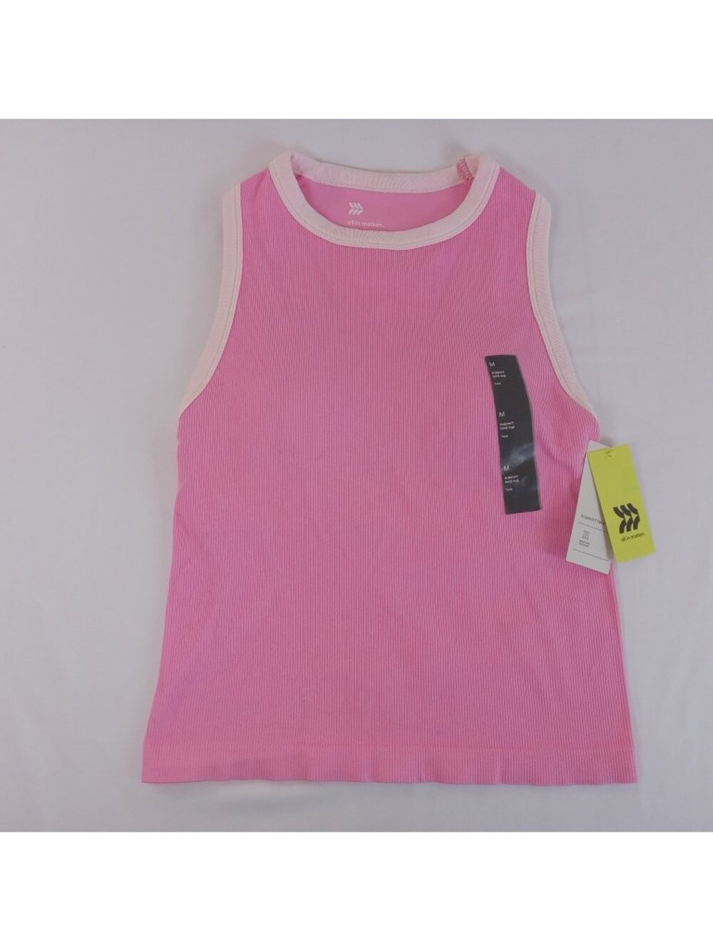 All in Motion Women's Pink Ribbed Seamless Support Tank Top Medium